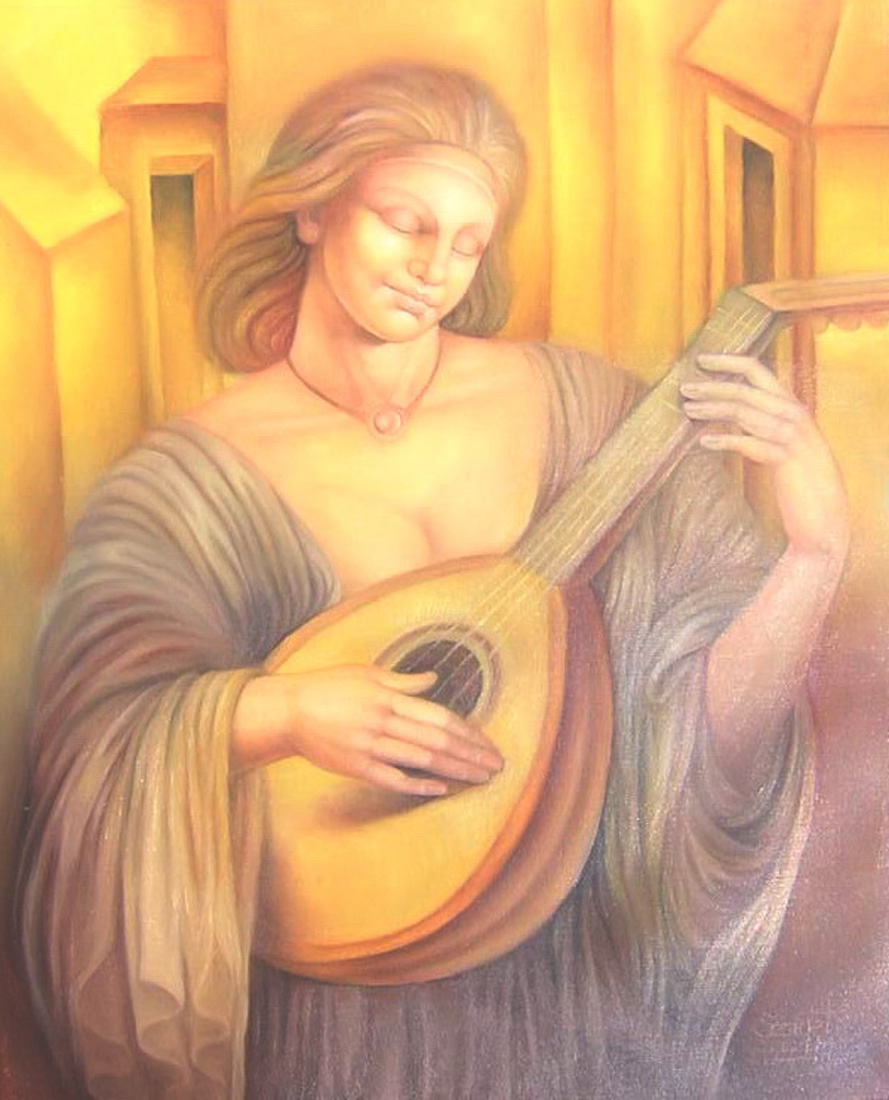 216 Lute playing Madonna 50x60cm Sold